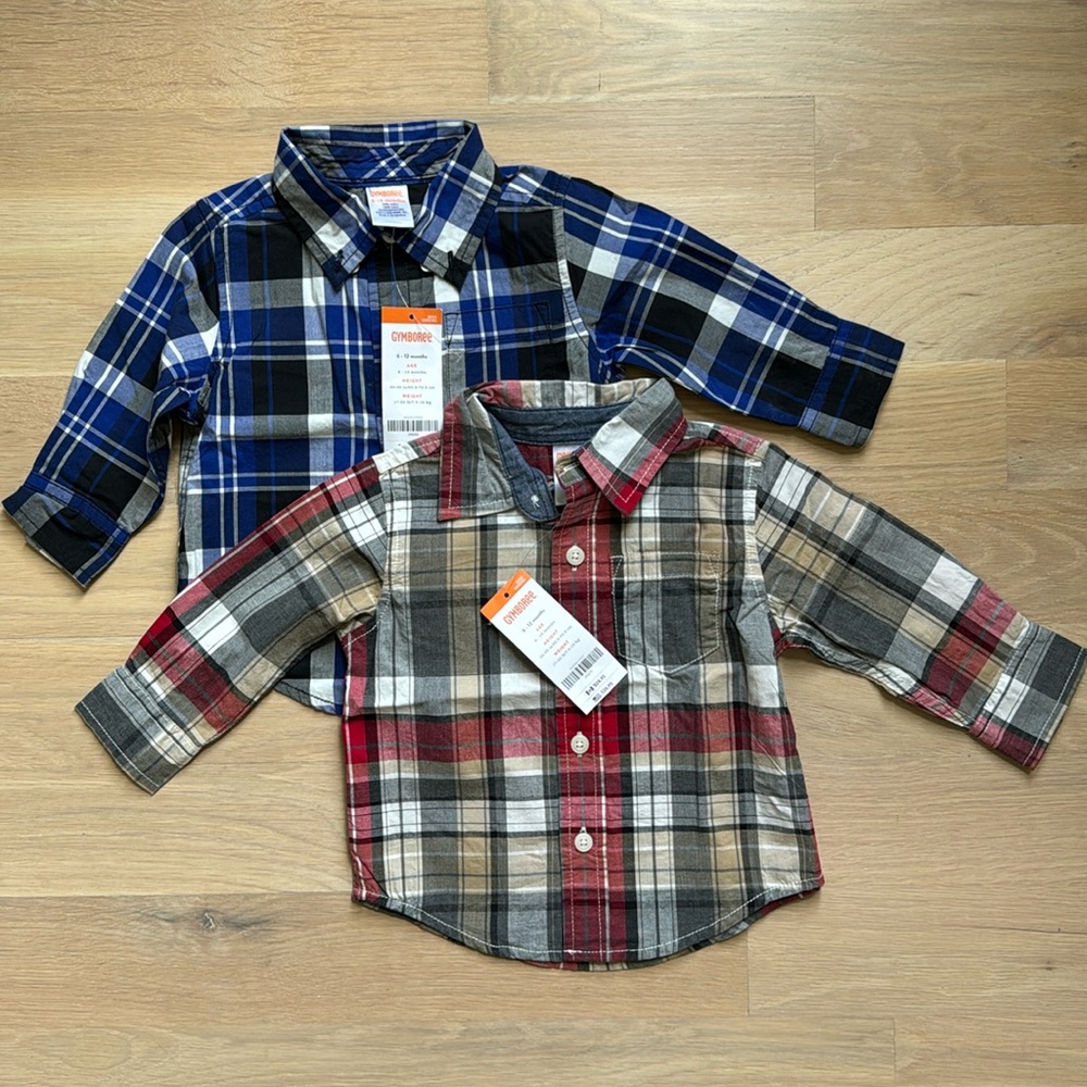 Baby Boys’ Gymboree Plaid Button Down Shirts (2) - Size 6 - 12 mos *** NWT ***